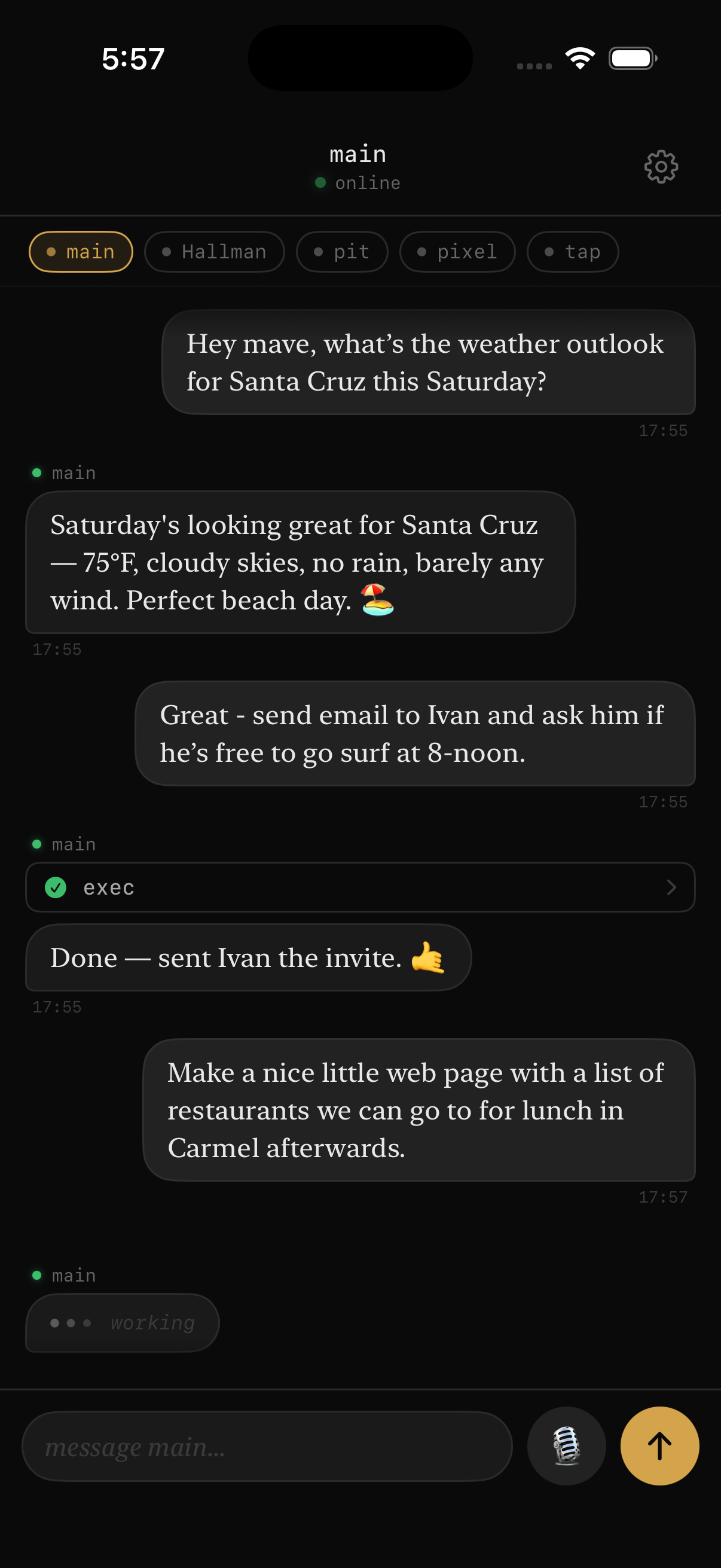 Claudio chat screenshot